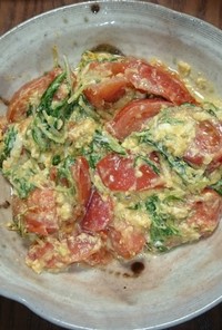 トマトと水菜の卵炒め