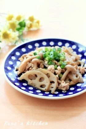 蓮根と鶏ひき肉のオイスター炒め