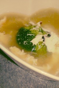 生姜と卵とブロッコリーのぽかぽかスープ