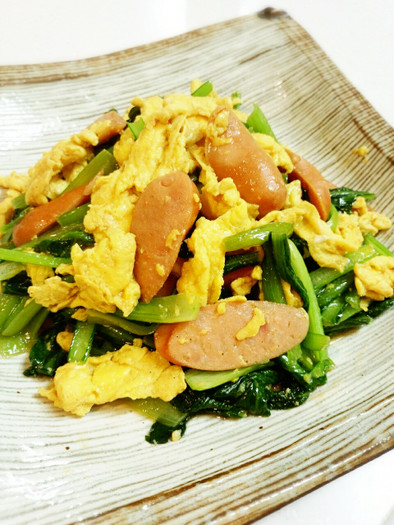小松菜と卵のオイスターソース炒めの写真