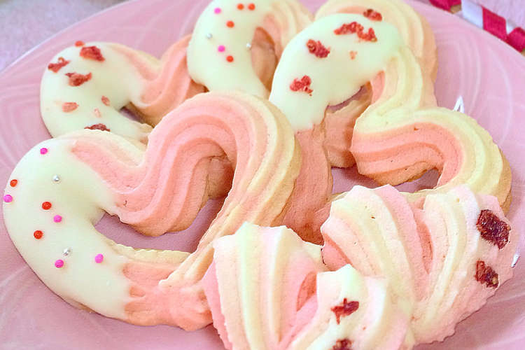 ピンクの ハート絞り出しクッキー レシピ 作り方 By Onaona クックパッド 簡単おいしいみんなのレシピが360万品