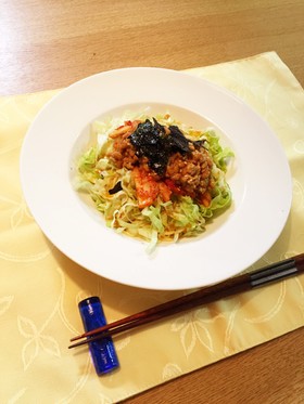 超簡単キムチ納豆冷麺