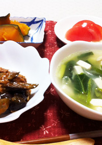 麻婆茄子と小松菜スープの献立2月23日