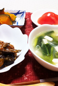 麻婆茄子と小松菜スープの献立2月23日