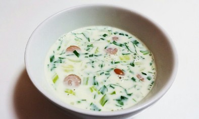 チンゲン菜のミルクスープの写真