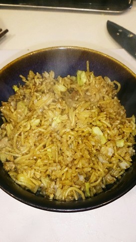 簡単!残った焼きそば&ご飯=そば飯!