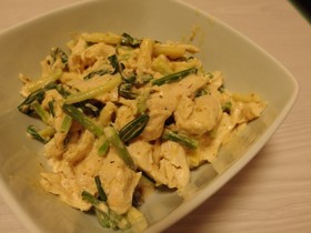 行者にんにくとささみの胡麻味噌マヨ和え