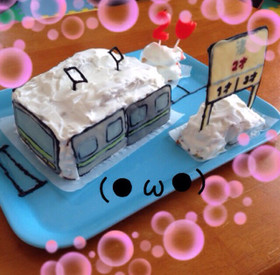 キャラチョコで電車ケーキ♪