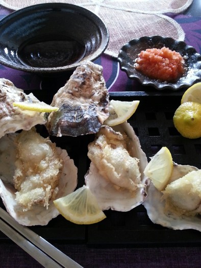 牡蠣の天ぷら～紅葉おろしの写真