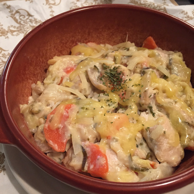 塩こんぶで☆白菜と鶏胸肉の和風グラタンの画像