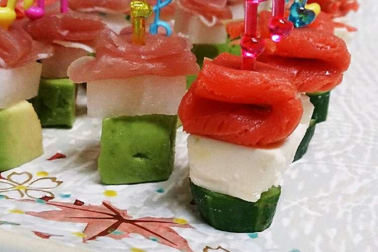 ひな祭りに 菱餅色の三色ピンチョス２種類 レシピ 作り方 By Shuga570 クックパッド 簡単おいしいみんなのレシピが353万品