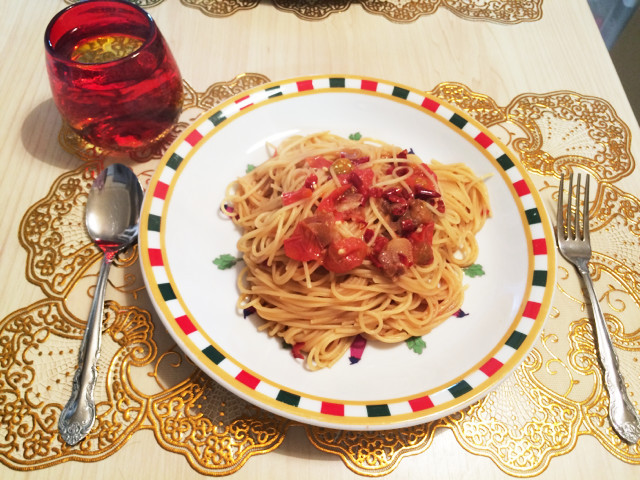 トマトの激辛ペペロンチーノの画像