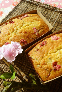 しっとり❀桜と甘納豆のパウンドケーキ