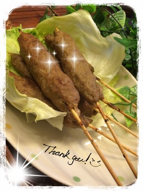 簡単グリーンカレー味付け自家製シシカバブ