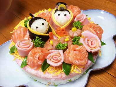ひな祭り！春の味のちらし寿司ケーキ　の写真