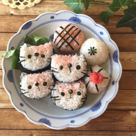 キャラ弁*明太子ごはんで猫おにぎり