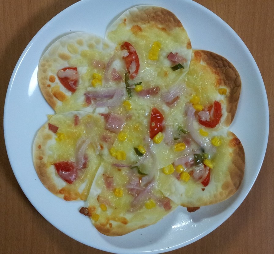 フライパンと餃子の皮で簡単ピザの画像
