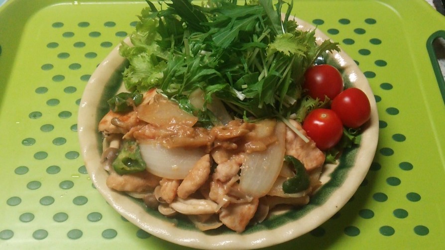 鶏胸肉と野菜の甘辛マヨ味噌炒めの画像
