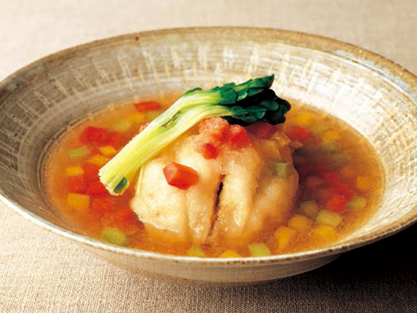 揚げひらめのあられ煮