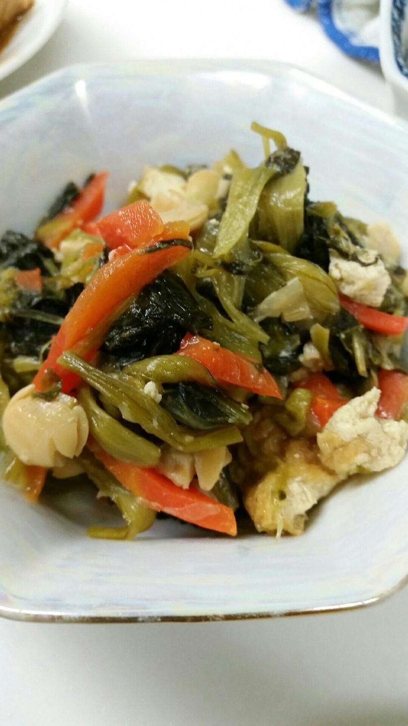 小松菜と打ち豆の簡単煮物の画像