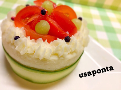 ケーキ風マッシュポテト♡誕生日やお祝いにの写真