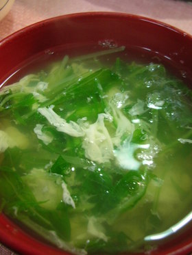 卵白と水菜のすまし汁★残り物で