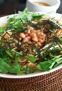 簡単❗水菜とタラコの納豆パスタ