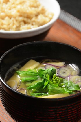 白菜の菜花のお味噌汁