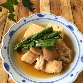 レンジで節約ヘルシー*白滝たっぷり鶏豆腐