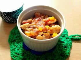 【節分の福豆を消費!】鶏肉トマト煮込み♡