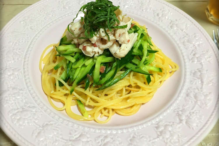 梅シソきゅうりと鶏ささみのさっぱりパスタ レシピ 作り方 By U Uumi クックパッド