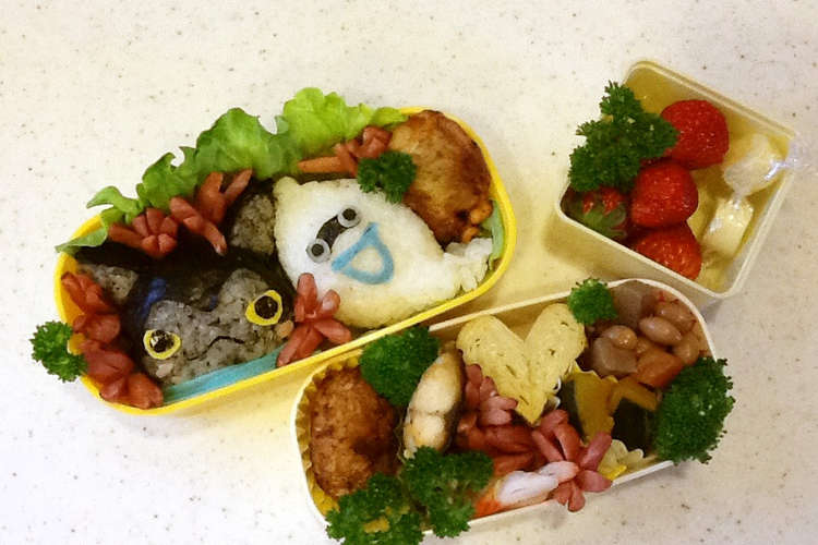 ダークニャンとウィスパーのキャラ弁 レシピ 作り方 By あそりママ クックパッド