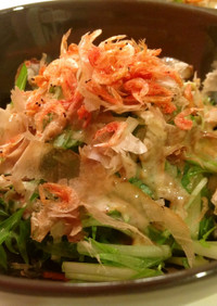 簡単美味☆干しえびと水菜の胡麻サラダ