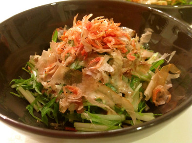 簡単美味☆干しえびと水菜の胡麻サラダの写真