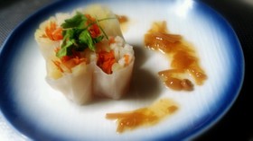 野菜の皮の生春巻き★なめたけ添え