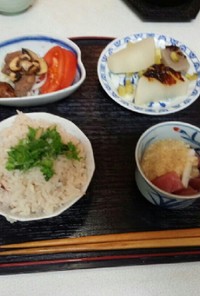 血管ダイエット食219（イカ御飯と山かけ