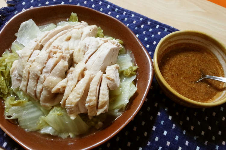 白菜で蒸す 鶏むね肉 ごま風味ポン酢 レシピ 作り方 By 7歳 5歳 2歳 クックパッド 簡単おいしいみんなのレシピが361万品