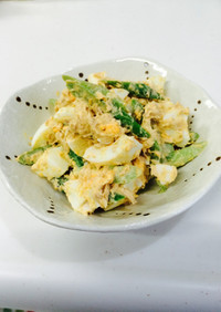 アスパラとゆで卵のゴマ味噌ツナマヨ  
