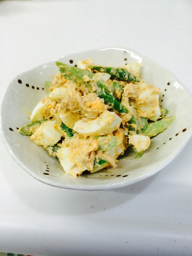 アスパラとゆで卵のゴマ味噌ツナマヨ  の画像
