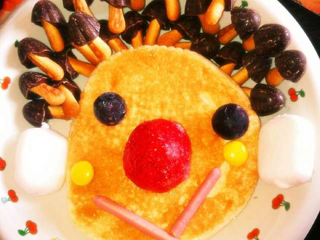 超簡単パンケーキにお菓子で面白顔作り レシピ 作り方 By ゆこりー