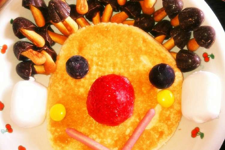 超簡単パンケーキにお菓子で面白顔作り レシピ 作り方 By ゆこりーな クックパッド