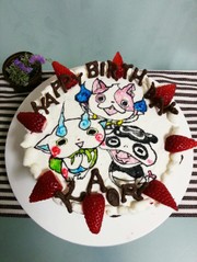 オブラートでキャラケーキの写真