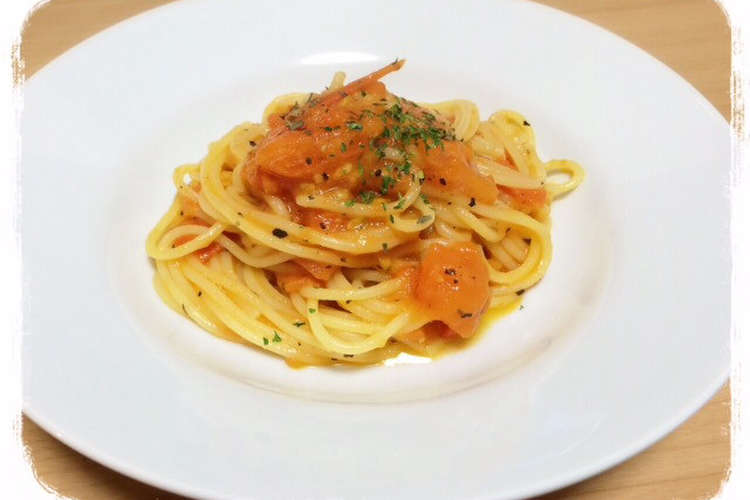 簡単 アヒージョ風トマトソースパスタ レシピ 作り方 By Tmc28 クックパッド 簡単おいしいみんなのレシピが366万品