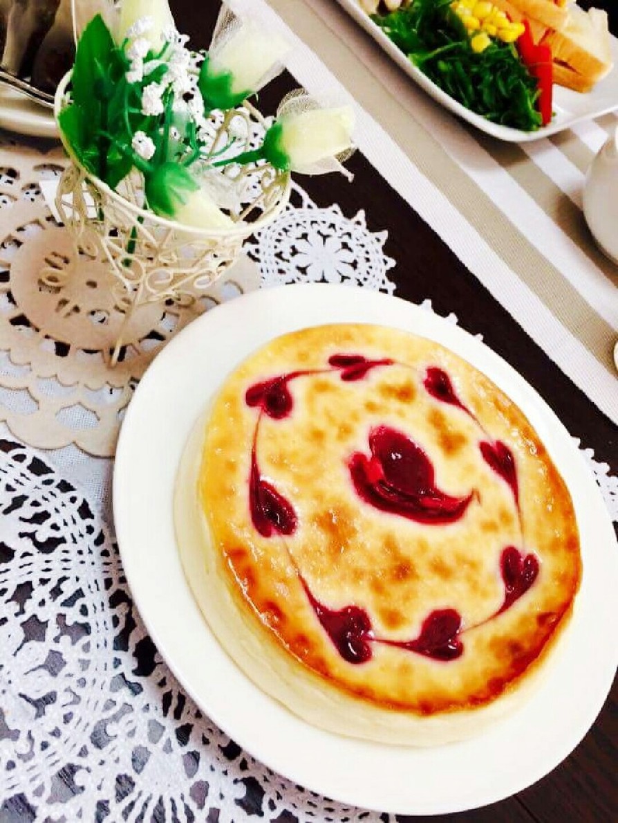 ハートのラズベリー♡チーズケーキの画像