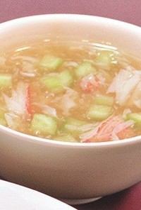 加賀太胡瓜と蟹風味かまぼこのとろみスープ