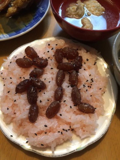 甘納豆で北海道のお赤飯の写真