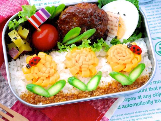 キャラ弁 デコ弁 簡単 春のお花畑弁当 レシピ 作り方 By ザッキーー