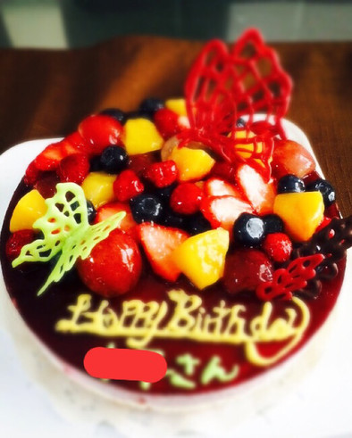 お誕生日に♡カシスレアチーズケーキ♡の写真
