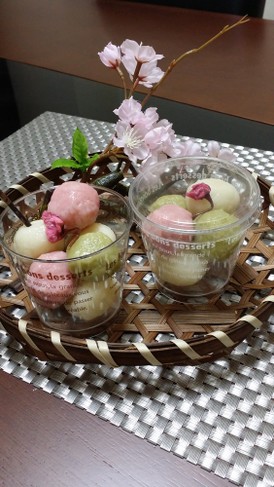 ヘルシー☆豆腐白玉の春団子