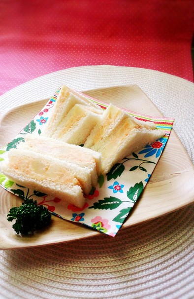 【ママレシピ】お弁当明太ポテサンドイッチの写真